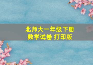 北师大一年级下册数学试卷 打印版